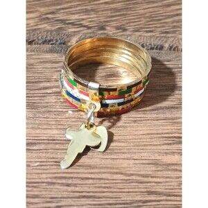 Key To My Heart Charm Multi Color  Ring Hong Kong Vintage Ring Green Red White 6